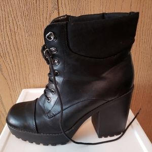 Sexy Black Lovesick Platform Combat Boots -  size 11